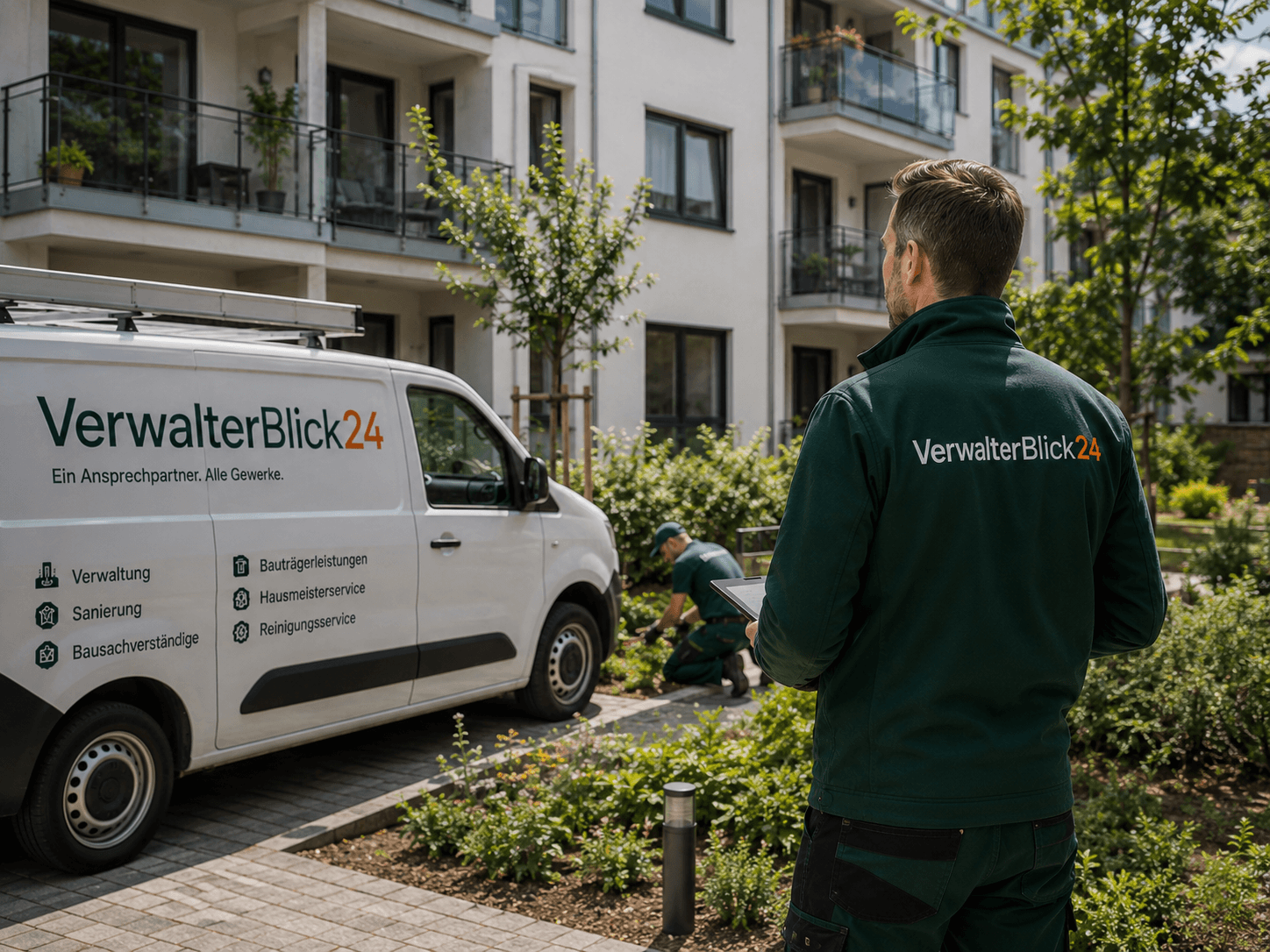 Klinker-Mehrfamilienhaus mit vorgesetzten Balkonen über mehrere Geschosse